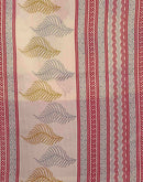 Off White Cotton Blend Printed Saree