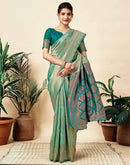 Teal Green Silk Woven Banarasi Saree