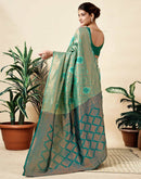 Teal Green Silk Woven Banarasi Saree
