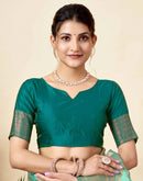 Teal Green Silk Woven Banarasi Saree