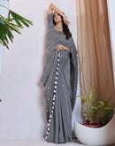Grey Linen Sequence Saree