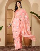 Light Peach Georgette Foil Printed Saree