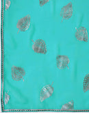 Turquoise Georgette Foil Printed Saree