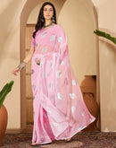 Light Pink Georgette Foil Printed Saree
