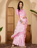 Light Pink Georgette Foil Printed Saree