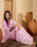 Light Pink Georgette Foil Printed Saree