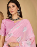 Light Pink Georgette Foil Printed Saree