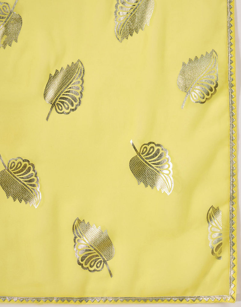 Yellow Georgette Foil Printed Saree