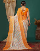 Yellow Georgette Bandhani Printed Saree