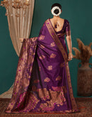 Wine Silk Woven Banarasi Saree