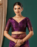 Wine Silk Woven Banarasi Saree