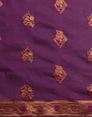Wine Silk Woven Banarasi Saree