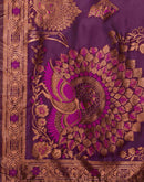 Wine Silk Woven Banarasi Saree