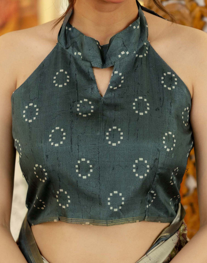 Beige Tussar Silk Printed Saree