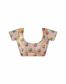 Beige Cotton Floral Printed  Saree