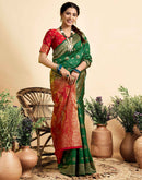 Dark Green Silk Woven Banarasi Saree