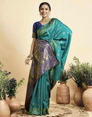 Teal Green Silk Woven Banarasi Saree
