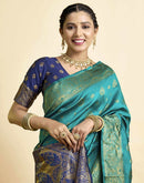 Teal Green Silk Woven Banarasi Saree