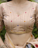 Beige Silk Floral Printed Saree