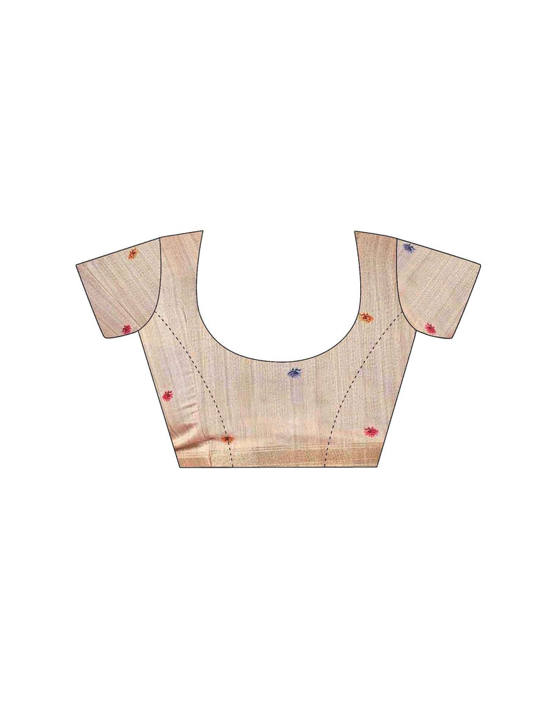 Beige Silk Floral Printed Saree