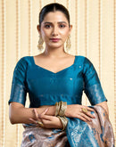 Dusty Beige Silk Woven Banarasi Saree