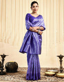 Violet Silk Woven Banarasi Saree