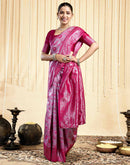 Rani Pink Silk Woven Banarasi Saree