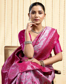 Rani Pink Silk Woven Banarasi Saree