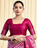 Rani Pink Silk Woven Banarasi Saree
