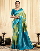 Parrot Green Silk Woven Banarasi Saree