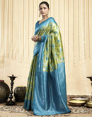Parrot Green Silk Woven Banarasi Saree