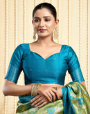 Parrot Green Silk Woven Banarasi Saree