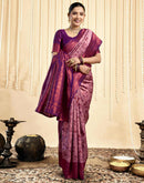 Mauve Silk Woven Banarasi Saree