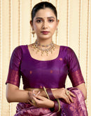 Mauve Silk Woven Banarasi Saree