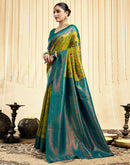 Parrot Green Silk Woven Banarasi Saree