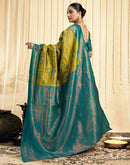 Parrot Green Silk Woven Banarasi Saree