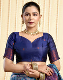 Light Blue Silk Woven Banarasi Saree