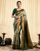 Pista Green Silk Woven Banarasi Saree