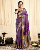 Dark Violet Silk Woven Paithani Saree