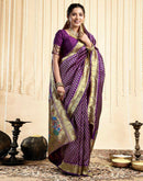 Dark Violet Silk Woven Paithani Saree