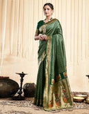 Dark Green Silk Woven Paithani Saree