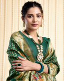 Dark Green Silk Woven Paithani Saree
