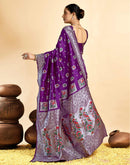 Dark Wine Silk Woven Paithani Saree