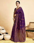 Wine Silk Woven Saree