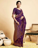 Wine Silk Woven Saree