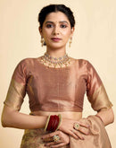 Beige Silk Woven Kanjivaram Saree