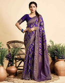 Dark Violet Silk Woven Banarasi Saree
