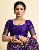 Dark Violet Silk Woven Banarasi Saree