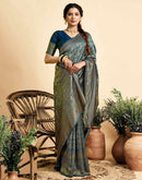 Peacock Blue Silk Woven Banarasi Saree
