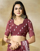 Maroon Georgette Printed Saree